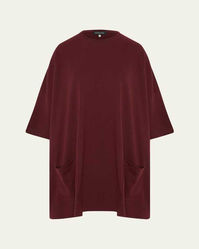 Sloped-Shoulder Round-Neck Poncho (Long Plus Length)